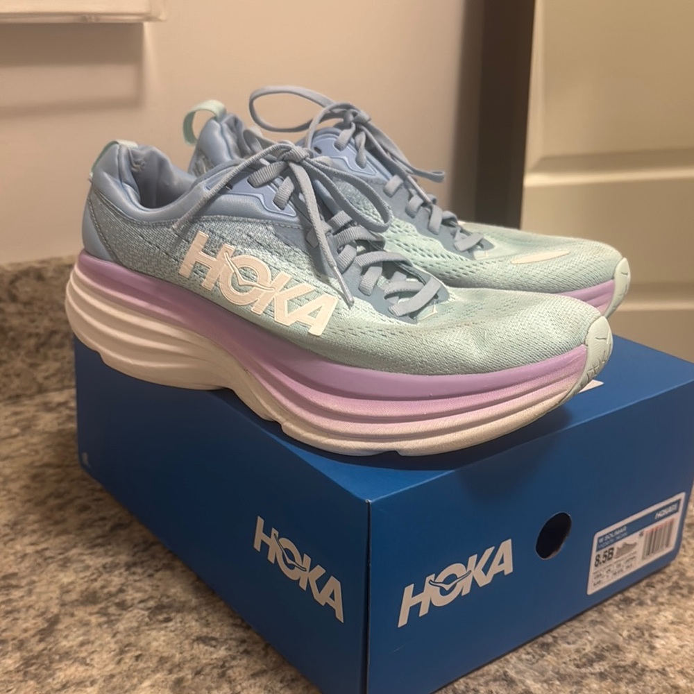 Hoka Blue and Purple Athletic Shoes with Signature Cushioning